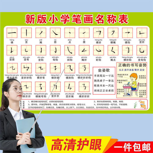 幼儿笔画识字卡汉字基本笔画挂图