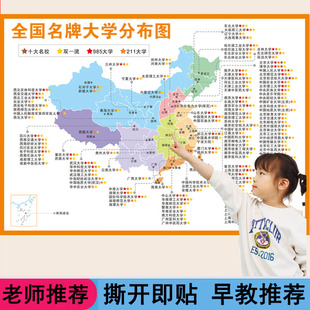 全国公办大学分布地图双一流985211海报高考考研户外防水背胶挂图