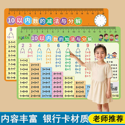 数学10以内的数字分解与组词卡片