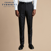 TYRWHITT修身 版 型男士 CHARLES 商务黑色微弹羊毛西裤 男高级感