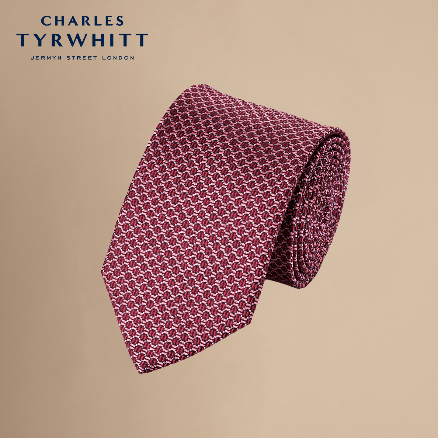 【100%丝绸】CHARLES TYRWHITT男士商务深粉色暗纹真丝正装领带,服饰配件/皮带/帽子/围巾,领带,淘宝优惠券,粉丝福利购,淘宝优惠卷