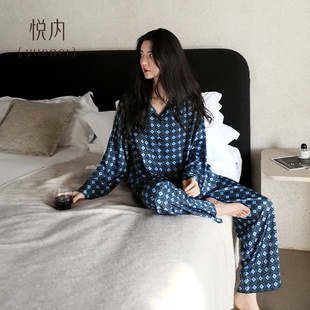 家居服休闲可外穿套装 长裤 春秋冰丝绸长袖 悦内老钱风睡衣女士秋季