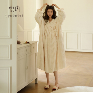长款 珊瑚绒加绒加厚法兰绒大码 浴袍睡袍 冬季 悦内睡裙女睡衣秋冬款