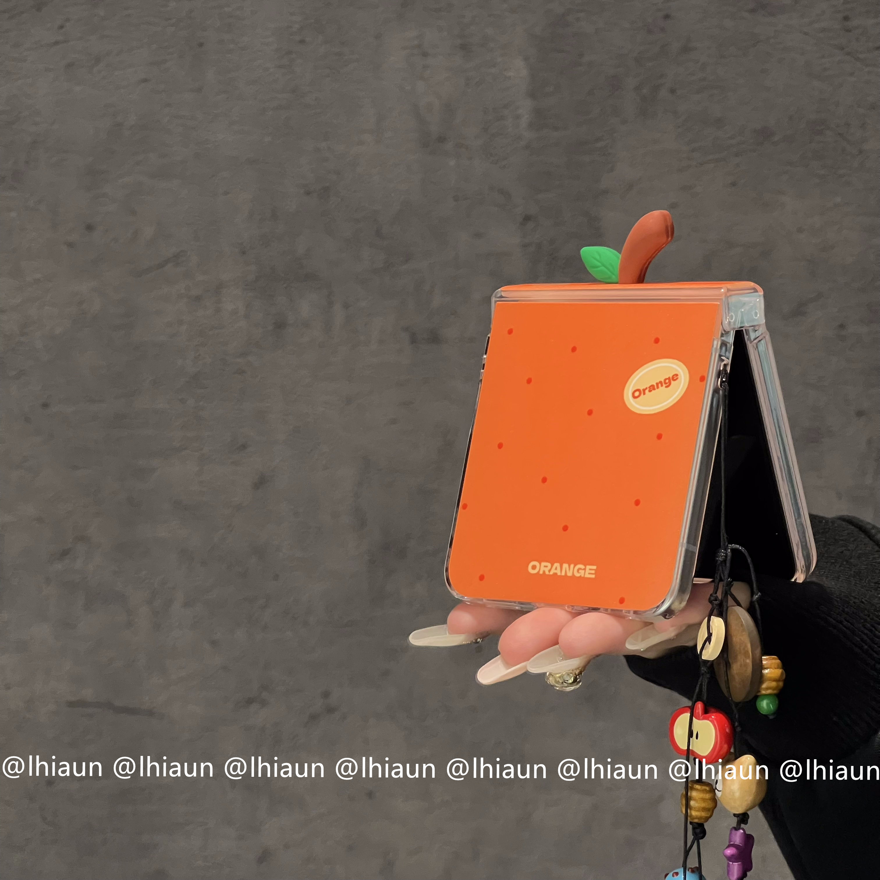 lhiaun 新款立体抽象橙子适用三星zflip7fe折叠屏pu