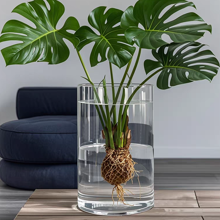 透明防摔高级感直筒亚克力龟背竹