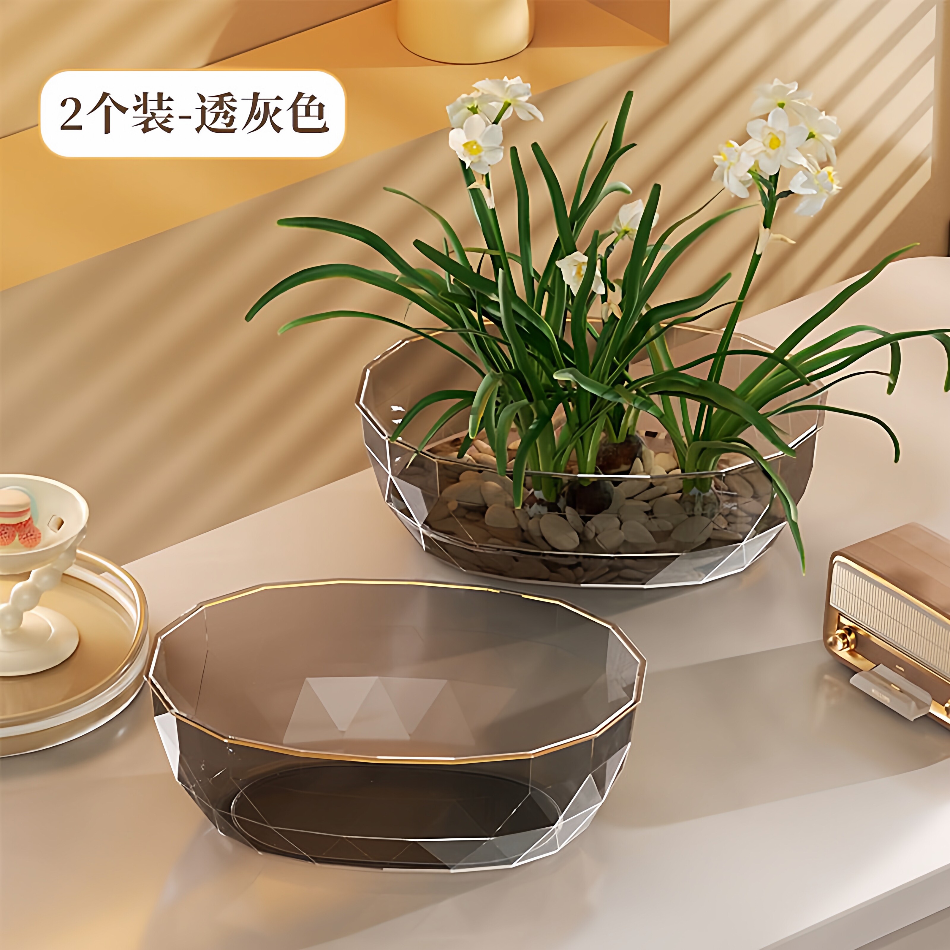 花瓶亚克力透明水养植物花盆桌面办公室水仙花铜钱草睡莲耐摔花瓶
