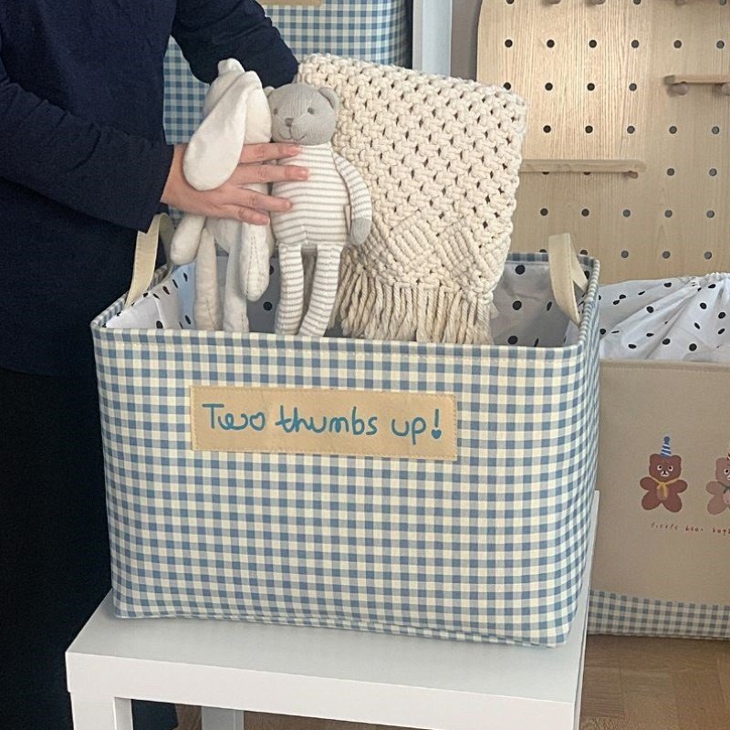 布艺折叠带束口收纳筐衣柜衣服收纳箱学生宿舍储物箱车载整理筐