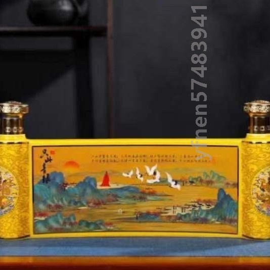 景德镇千里江山圣旨陶瓷酒瓶3斤装密封酒壶客厅装饰摆件酒坛酒具