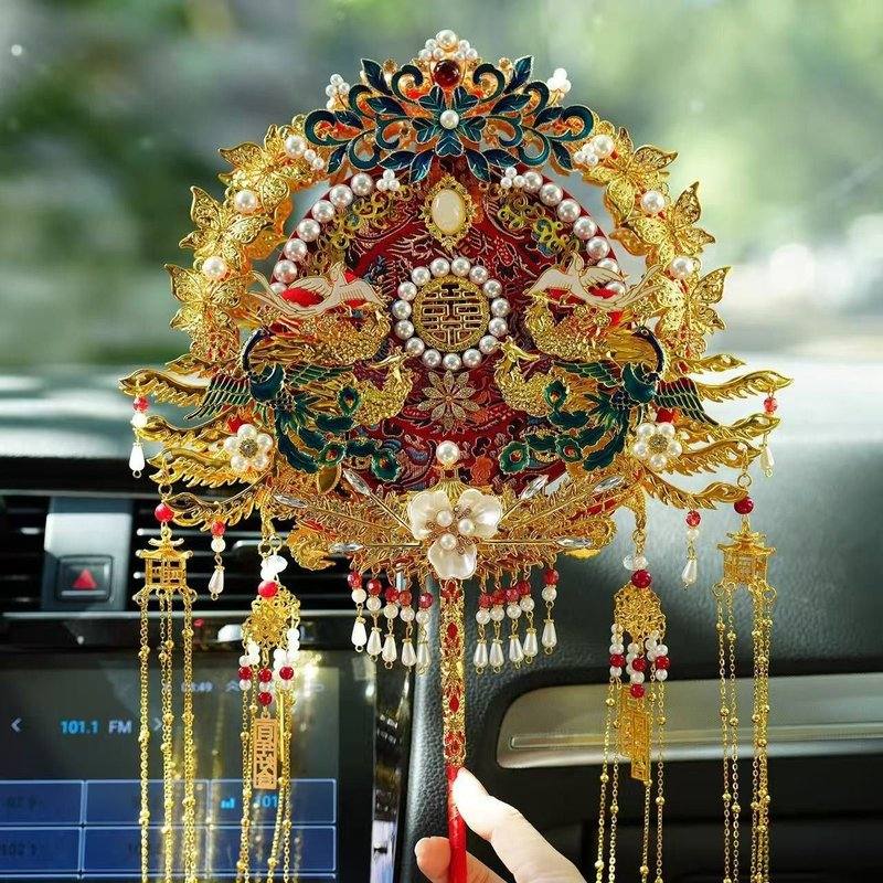 重工刺绣新娘团扇中式秀禾服喜扇双面成品结婚手捧扇婚礼遮面扇子
