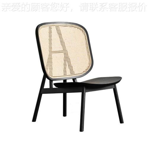 真藤实木餐椅北网红INS休闲沙发椅尼印编欧藤75753外户餐厅酒店单