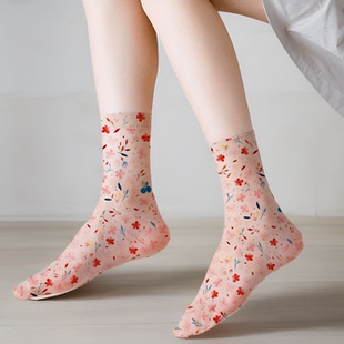 【漫梦思】新品性感短丝袜ins袜子女士小众趣味油画彩色个性袜子