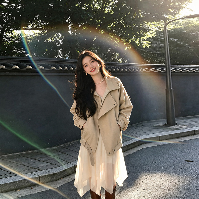 卡其色短款风衣外套女小个子早春秋韩系高级感巨好看宽松薄款大衣
