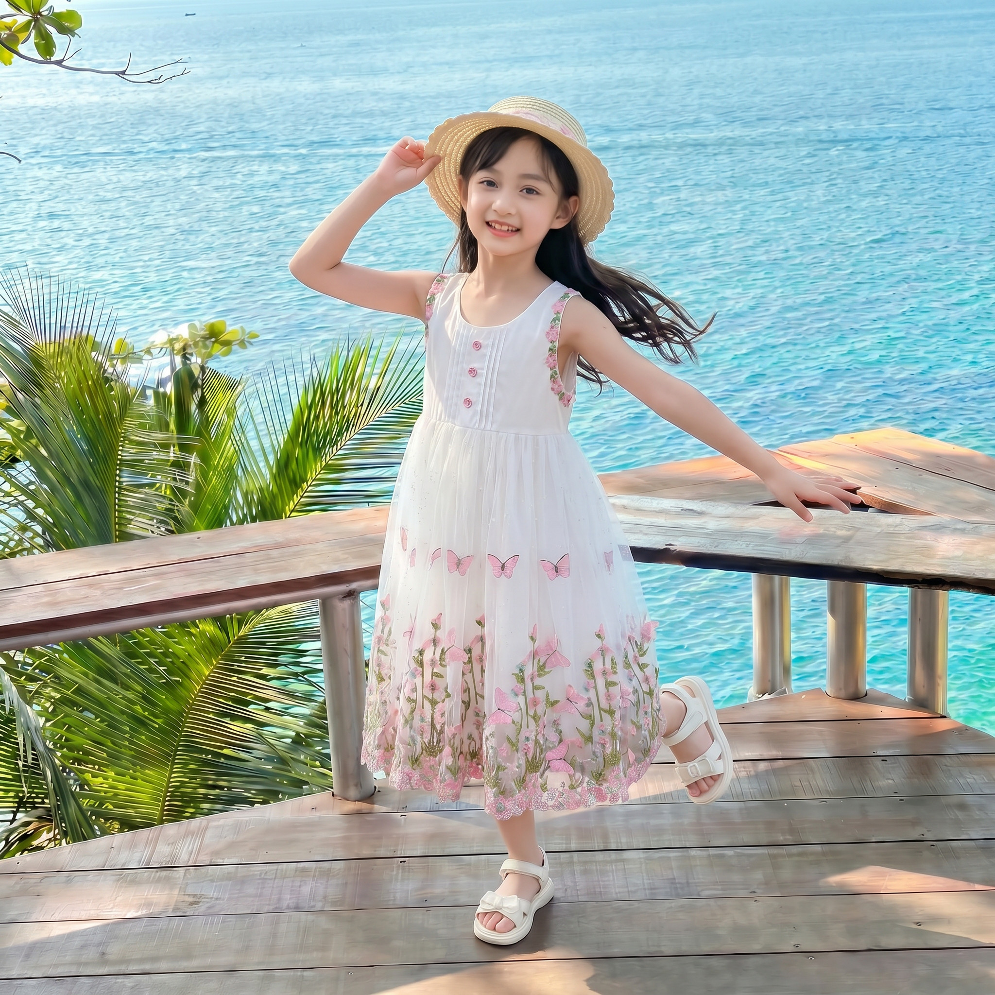 拉夏贝尔女童连衣裙夏装2026新款洋气碎花背心裙宝宝夏季公主裙子