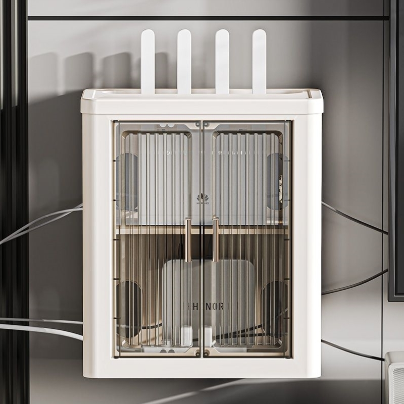 路由器收纳盒壁挂免打孔WiFi收纳盒高颜值客厅高档光猫收纳挂墙