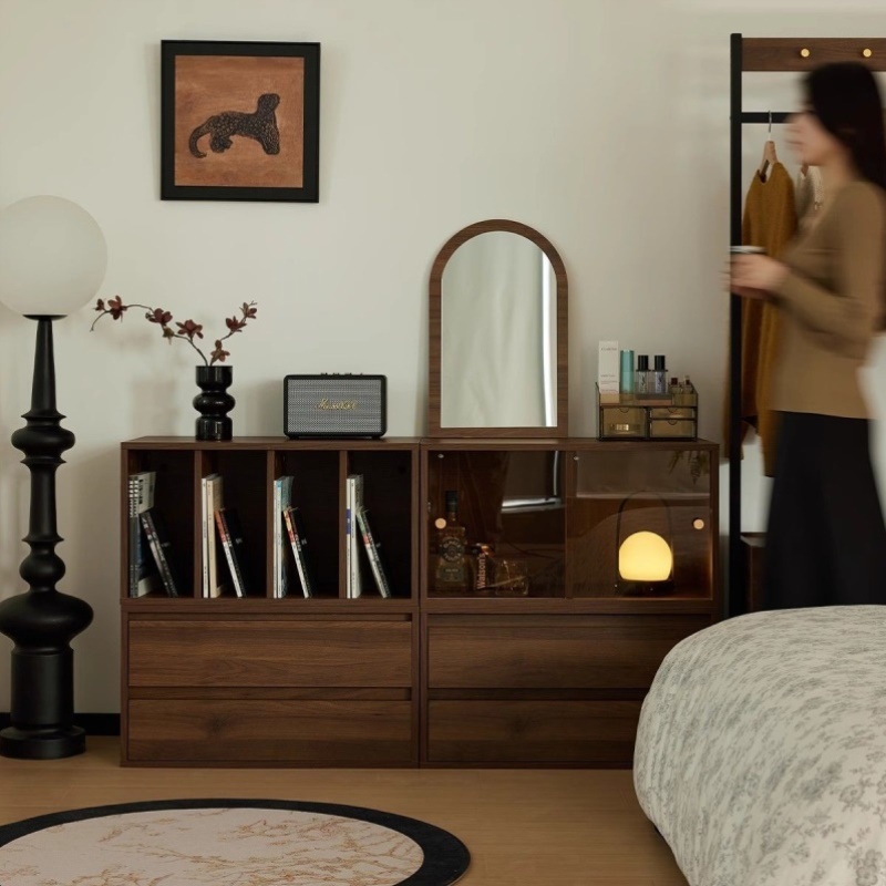 实木复古书柜组合柜客厅落地书架电视柜家用格子展示柜收纳储物柜