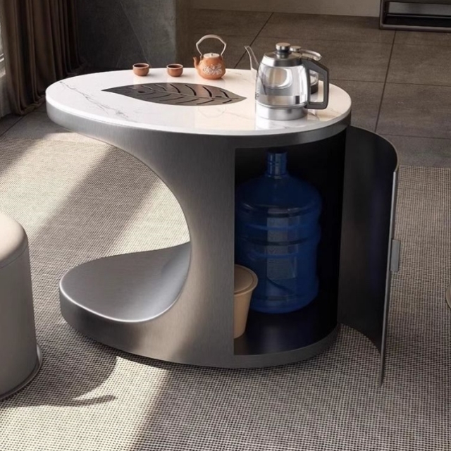 阳台茶桌椅组合小户型岩板茶台桌现代简约烧水壶一体家用泡茶桌子