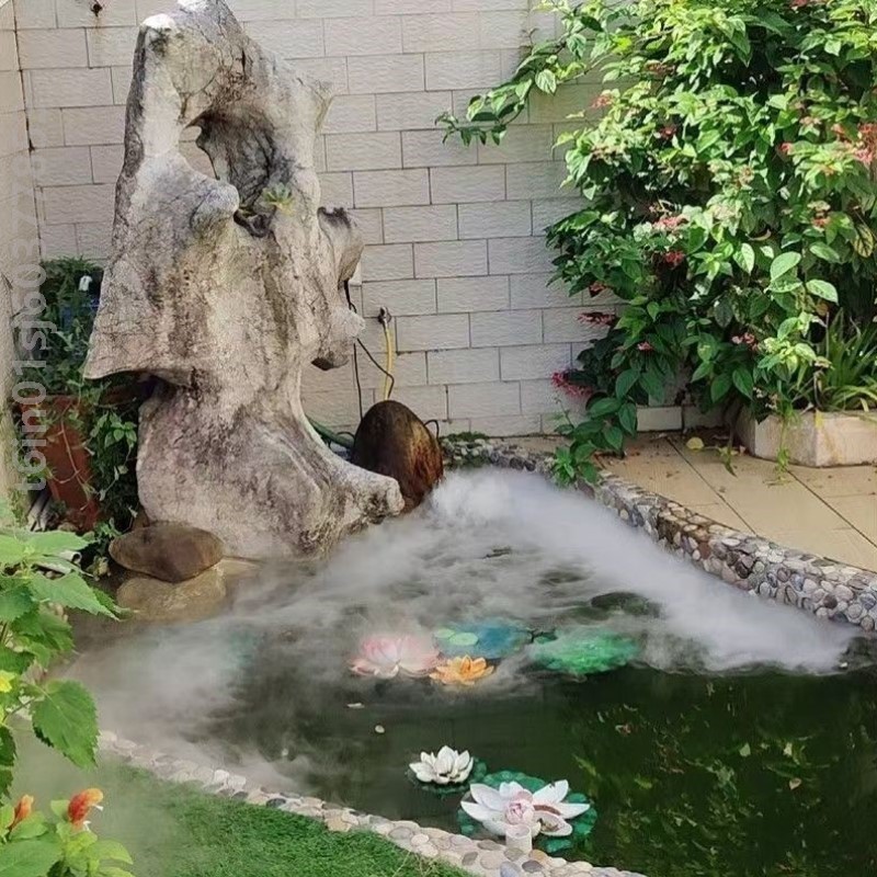 3头雾化三头超声波鱼缸假山户外水池园林景观出雾摆件加湿喷雾器