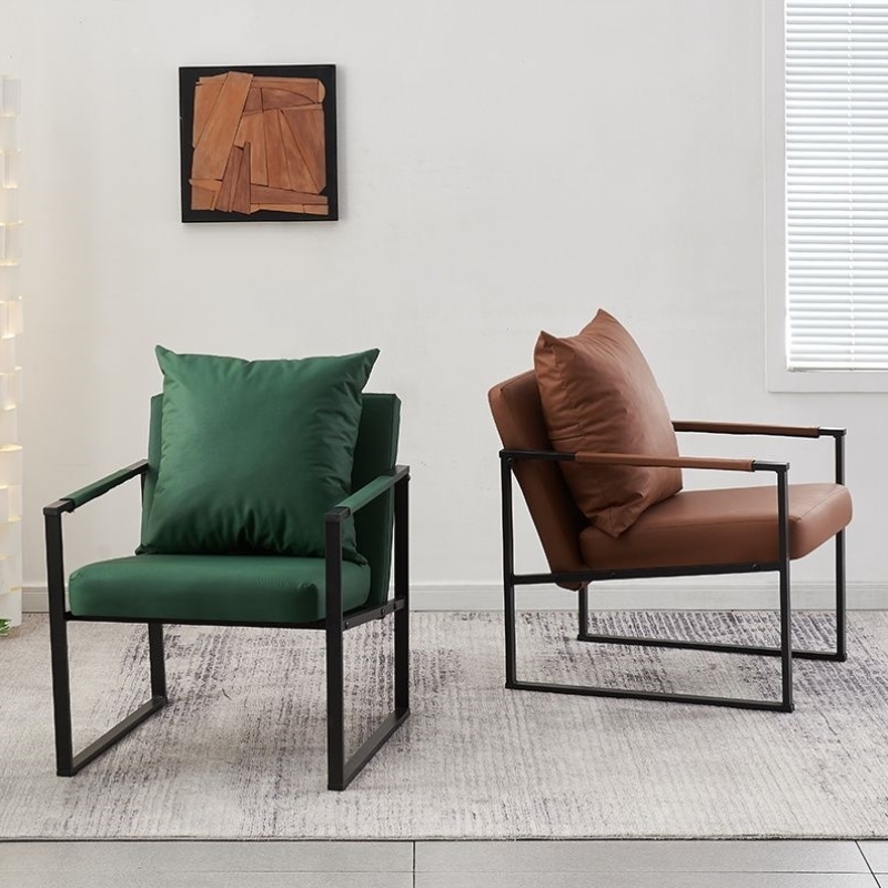 北欧单人沙发椅意式轻奢小户型客厅休闲商务洽谈接待懒人沙发椅