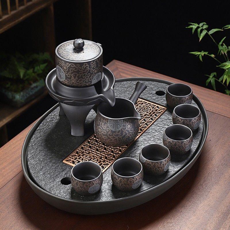 茶具套装黑泥紫砂自动全