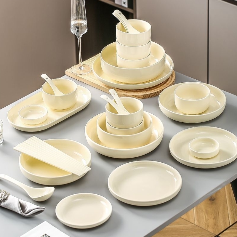 丝雾棕陶瓷餐具套装法式高档碗碟乔迁送礼法式釉下彩碗盘碟勺全套