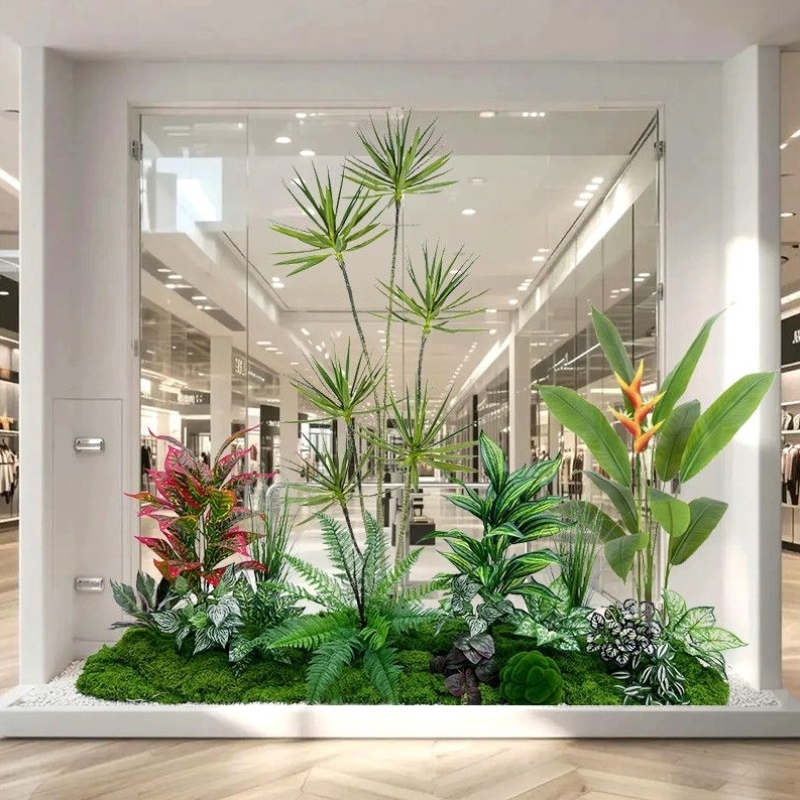 仿真绿植景观热带植物造景组合酒吧商场橱窗装饰椰子树假植物吊钟