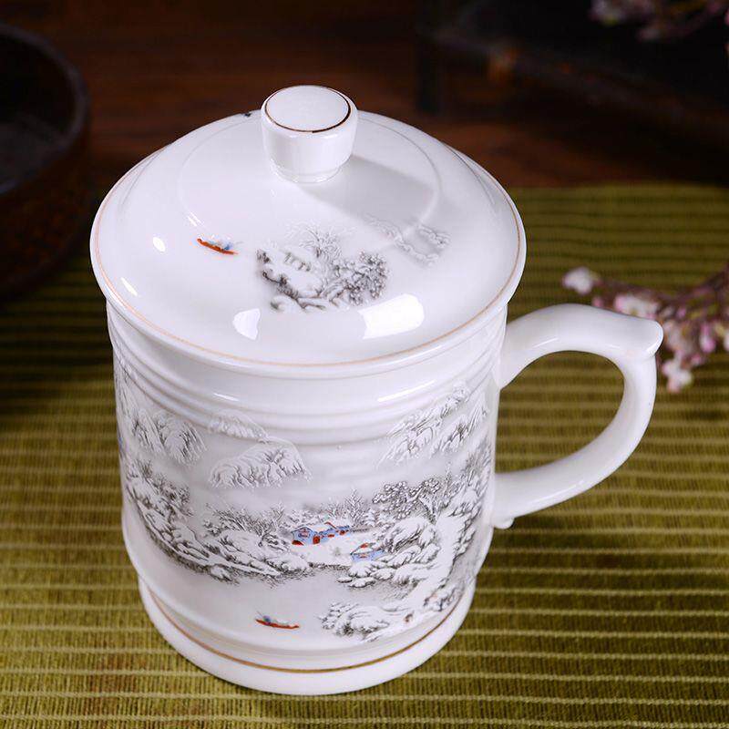 景德镇茶杯陶瓷带盖马克