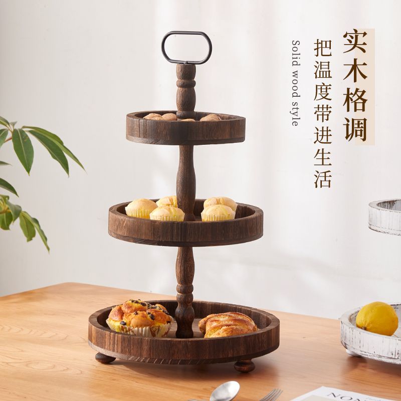 实木点心盘多层ins风长方