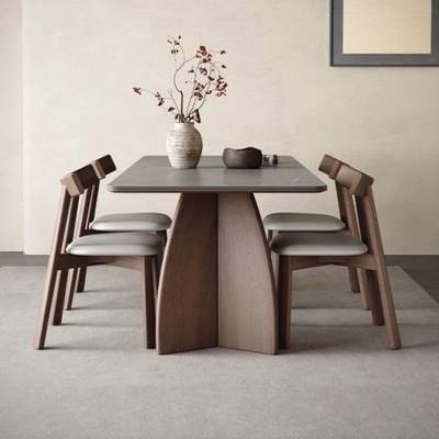 法式复古实木餐桌2025新款岩板高端中古风美式网红家庭家用小户型