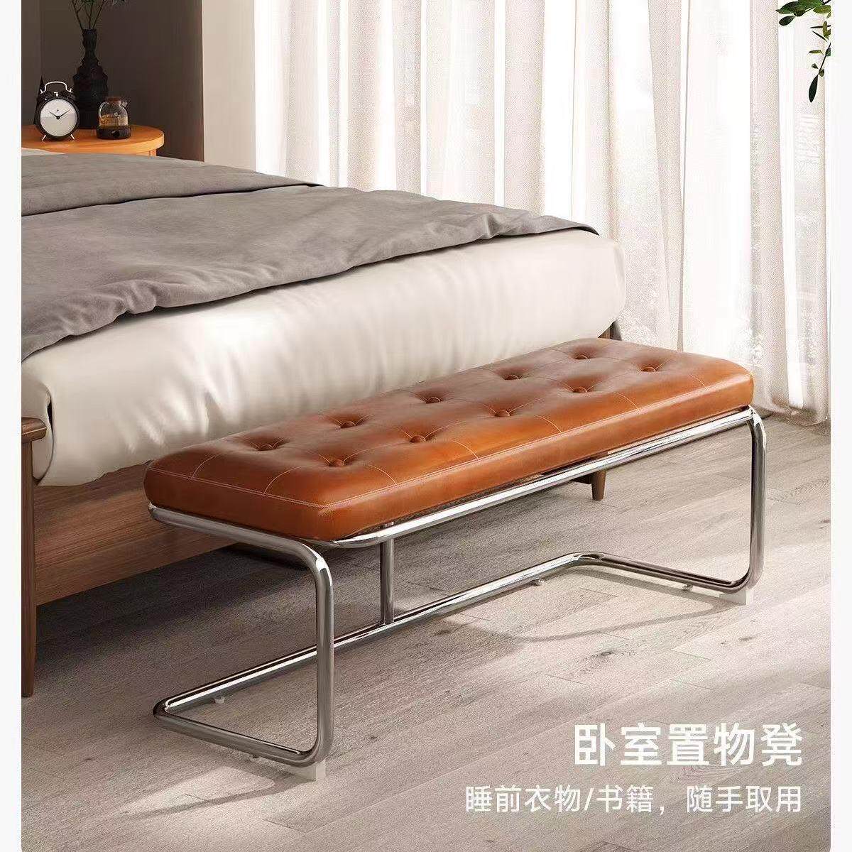 换鞋凳子卧室床尾复古条