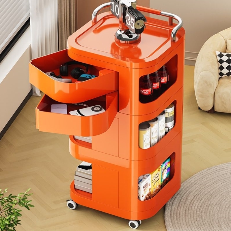 小推车置物架子家用零食化妆品收纳储物柜多功能可移动多层床头柜
