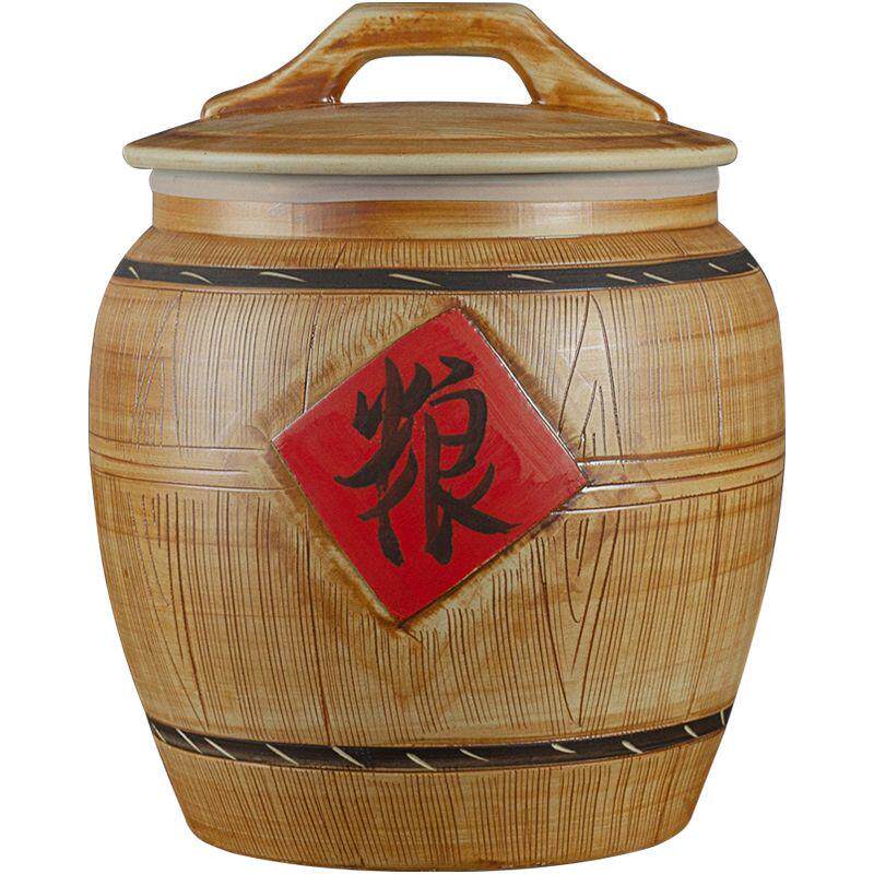 景德镇陶瓷米缸带盖家用1