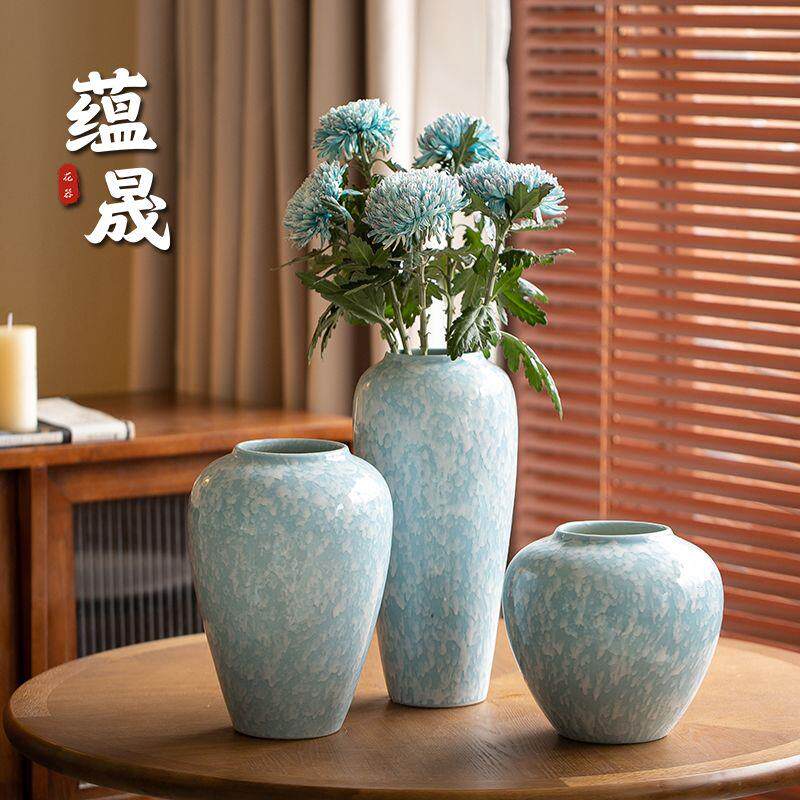 景德镇陶瓷花瓶新中式禅意简约插鲜花干花摆件玄关家居客厅装饰品