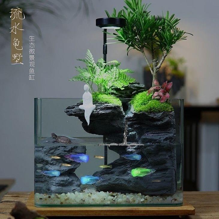 全套流水造景鱼缸成品发图片