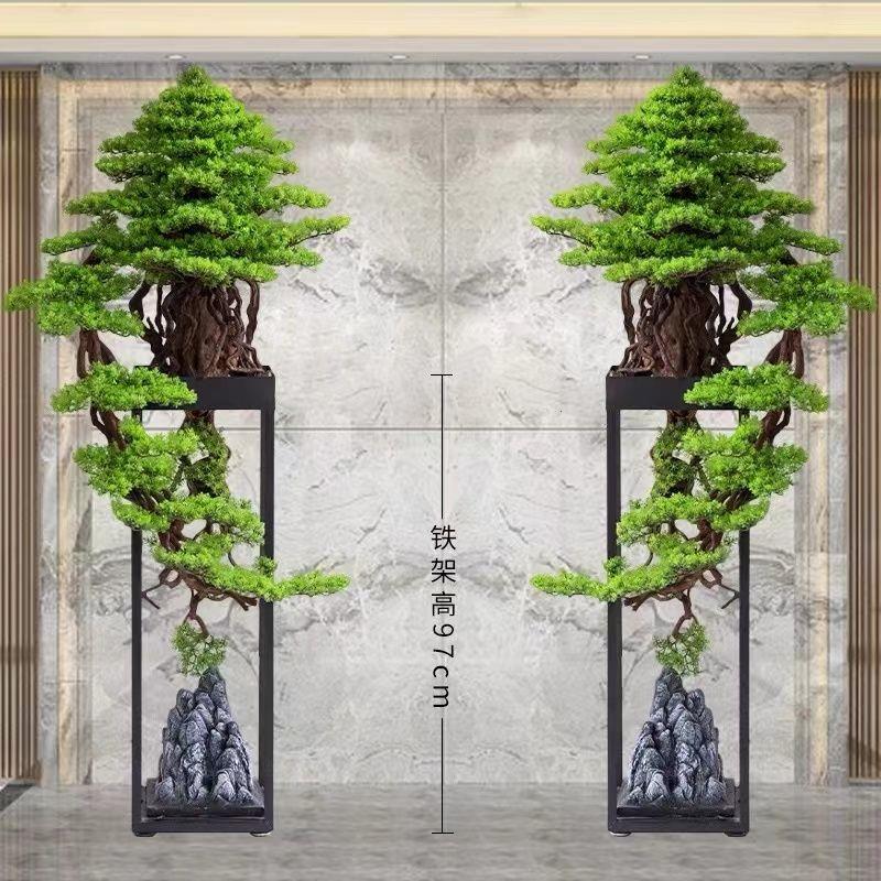 新中式仿真迎客松玄关假