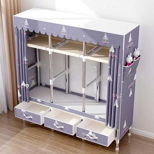 简易组合衣柜钢管加粗加厚防尘涤棉布罩出租屋卧室学生厂