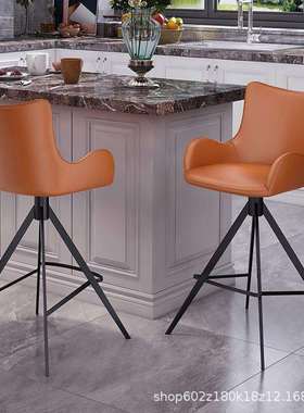 美式吧台椅家用旋转轻奢带扶手靠背椅55高脚凳吧凳岛台餐椅子7236