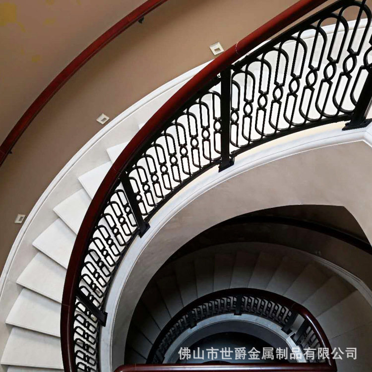 现代简约黑色铝合金楼梯扶手栏杆