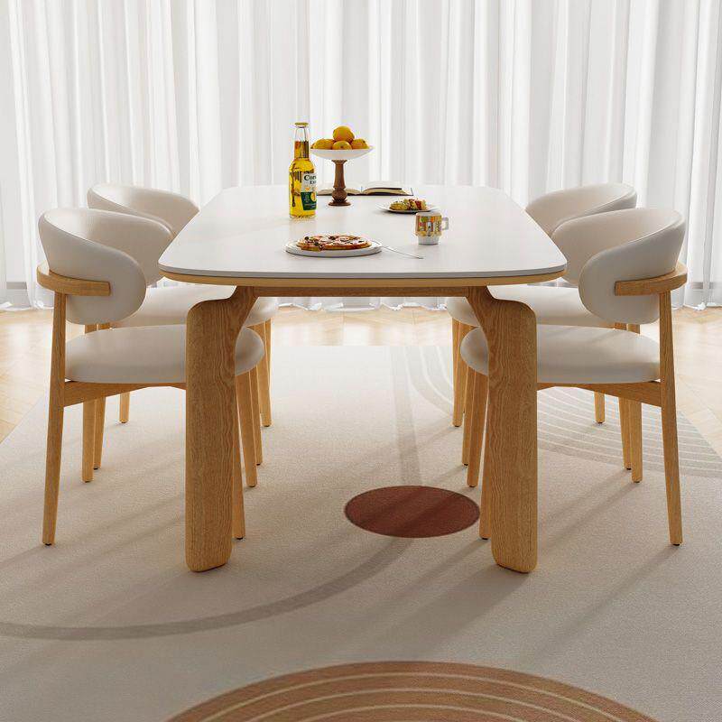 原木大象腿岩板餐桌实木胡桃色现代简约小户型家用餐桌椅2024新款