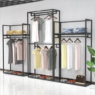 品质款铁艺衣服架子落地式挂衣架陈列货架男女双层服装店展示架