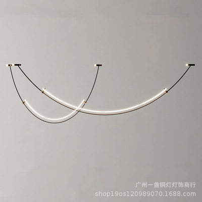2023设计师线条餐厅灯现代简约个性客厅吧台展厅样板间装饰吊灯