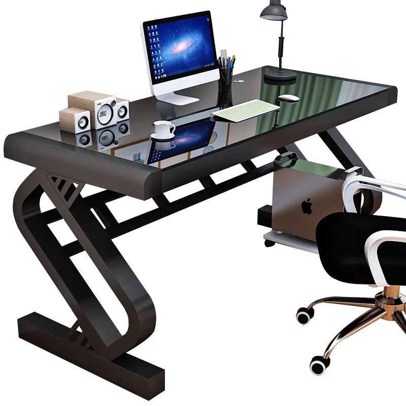 电脑桌台式家用钢化玻璃现代简约电脑桌带键盘托办公学习桌