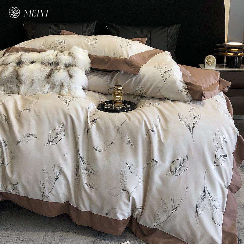 家纺美式轻奢风长绒棉床单四件套全棉纯棉100S被套罩床上用品