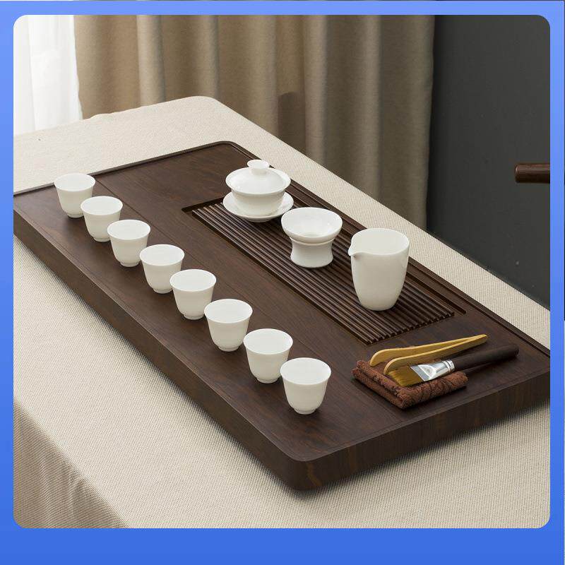 DX7L实木茶盘家用整块黑檀花梨木质茶台简易大小电木排水茶海茶具