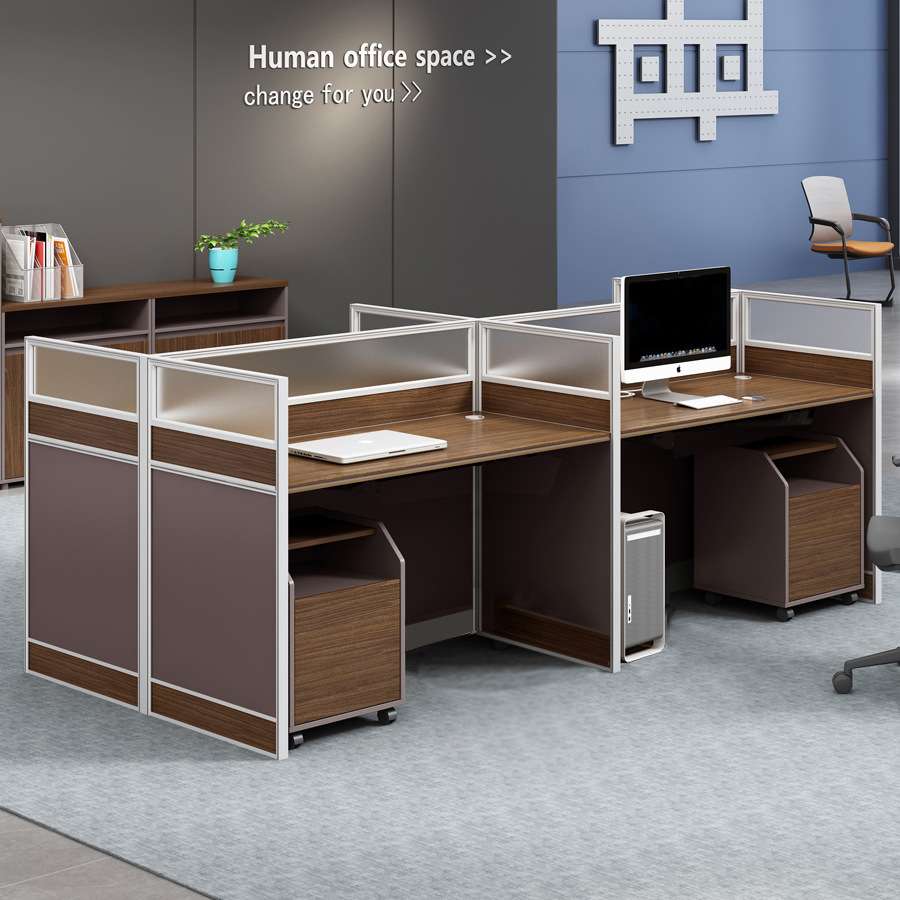 现代员工桌带工位小柜双人办公桌职员桌两人位四人位板式屏风卡座