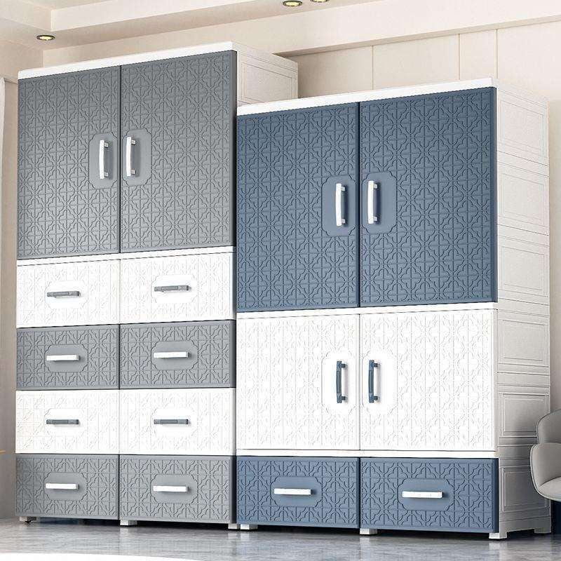 特大加厚多层双开门简易储物柜塑料儿童衣柜家用卧室衣物储物橱柜