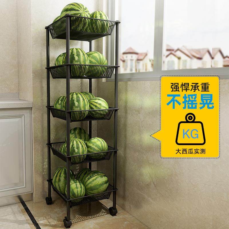 家佰利不锈钢蔬菜架厨房置物架水果蔬菜收纳架子落地多层储物架