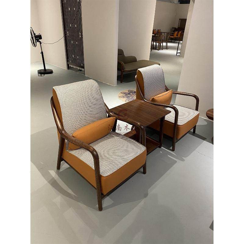 新中式单人沙发椅休闲接待家用客厅高端极简设计师单人椅三件套