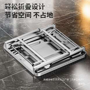 商用家用折叠正方形桌304特厚不锈钢出租房学校工地方便收纳