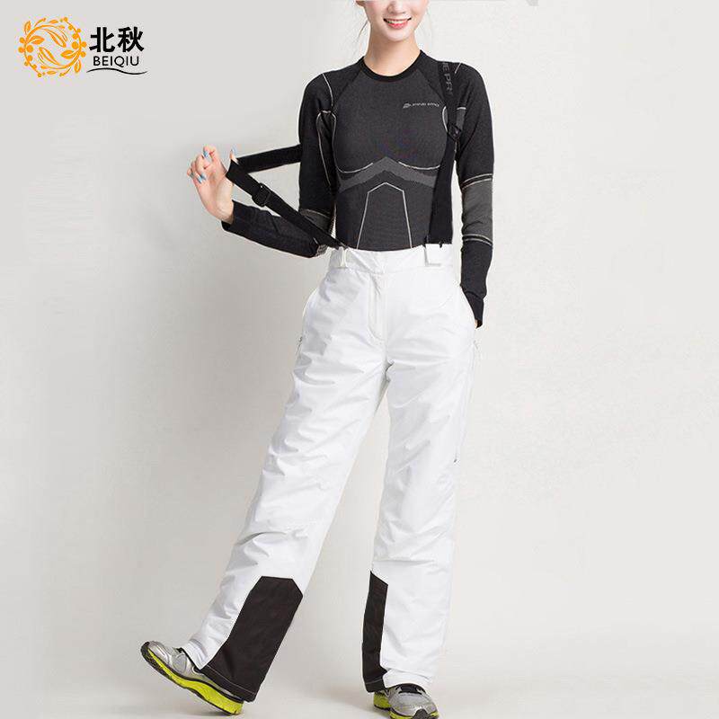 北秋冬季滑雪裤男女韩版情侣单双板防水冲锋裤大码加厚背带滑雪裤