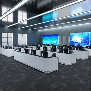 烤漆培训桌简约现代科技感监控室办公桌弧形中控室指挥中心操控台